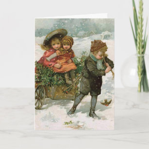 Festiva Reunión Holly - una tarjeta de Navidades victorian