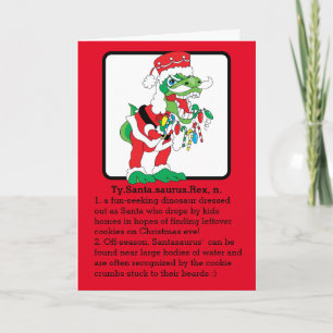 Festiva Rex TySantaSaurus, tarjeta navideña de Feliz