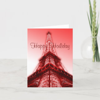 Festiva Rojo feliz de la torre Eiffel de la tarjeta de
