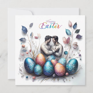 Festiva Romántica tarjeta de Pascua con pareja amorosa y e