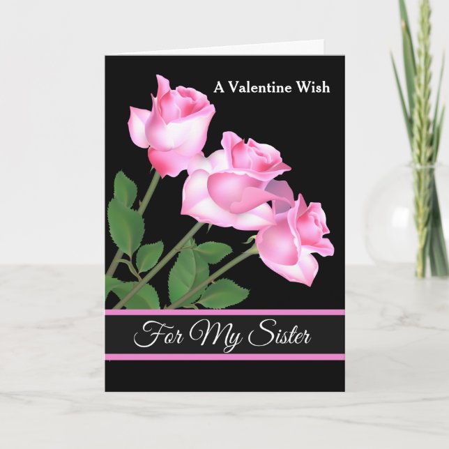 Festiva Rosas Rosa De Tarjeta el día de San Valentín Para  (Anverso)