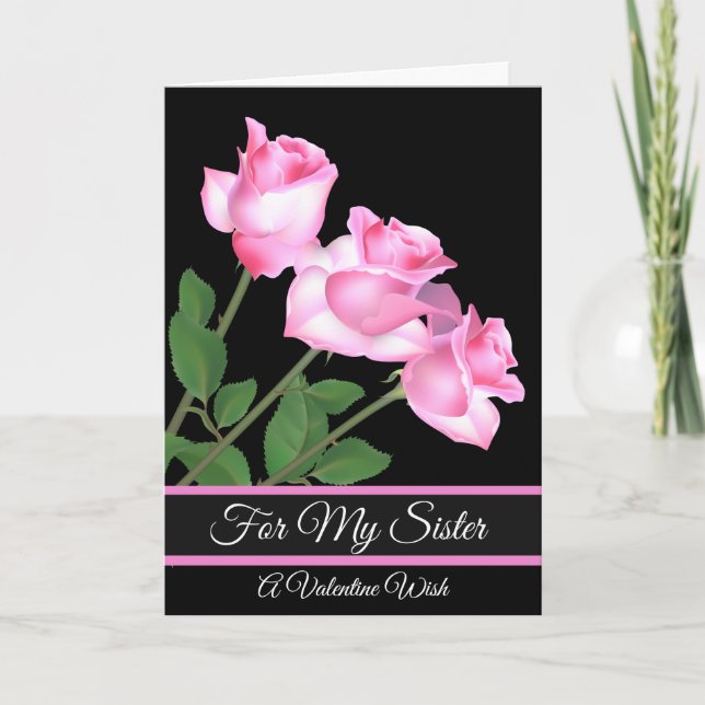 Festiva Rosas Rosa De Tarjeta el día de San Valentín Para  (Anverso)