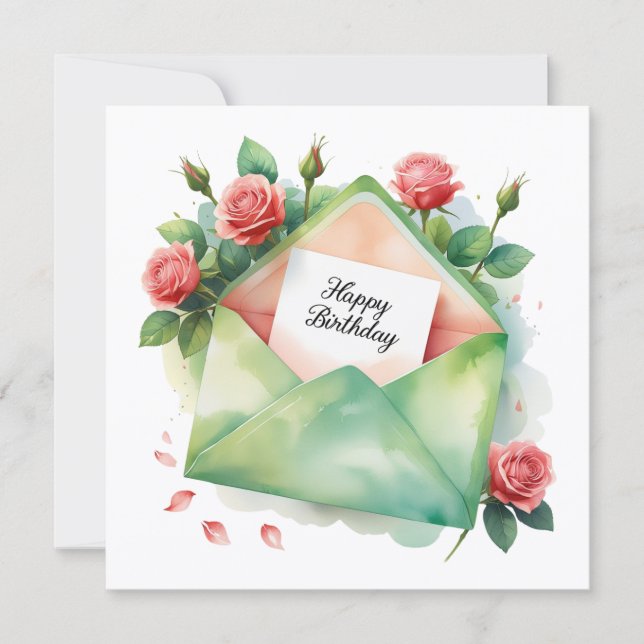 Festiva Rosas y tarjeta de feliz cumpleaños (Anverso)