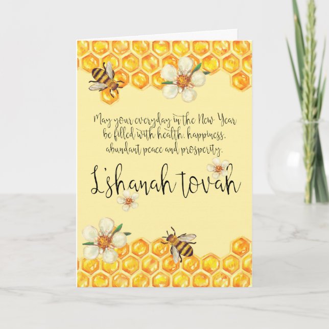 Festiva Rosh Hashanah | Tarjeta de felicitación| Abejas Y  (Anverso)
