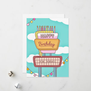 Festiva Rótulo de la tarjeta de cumpleaños Groovy Retro
