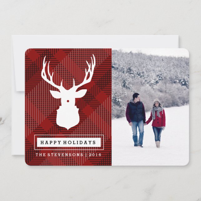 FESTIVA RUSTIC DEER | TARJETA DE FOTOGRAFÍA DE VACACIONES (Anverso)