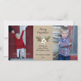Festiva Rústica 2 tarjeta de Navidades de fotos / blanco r