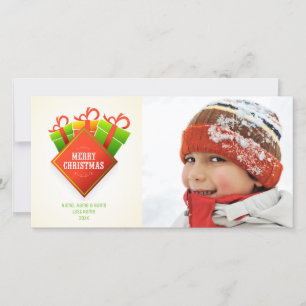 Festiva Saludo de navidades, tarjeta fotográfica de paquet