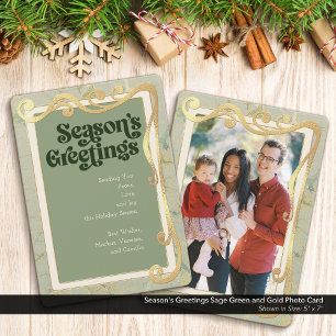 Festiva Saludos de la Temporada Tarjeta de Foto Verde Salv