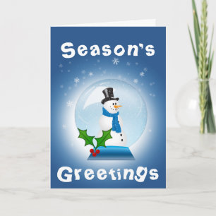 Festiva Saludos de temporada a Snowman con tarjeta de glob