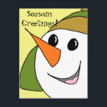 Festiva Saludos de temporada sonriendo postal de Snowman<br><div class="desc">Un lindo sonriente muñeco de nieve le desea a todos los Seasons Greetings! ¡Sumérjase un poco de diversión colorida a sus vacaciones! ¡personalizable total para que lo personalizes como quieras!</div>