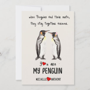 Festiva San Valentín tarjeta pingüino personalizada románt