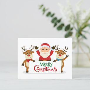 Festiva Santa Claus con su postal de renos