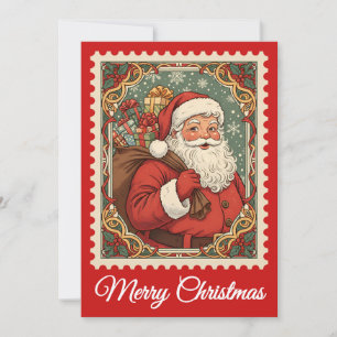 Festiva Santa Claus Tarjeta de Navidades de sello de ret