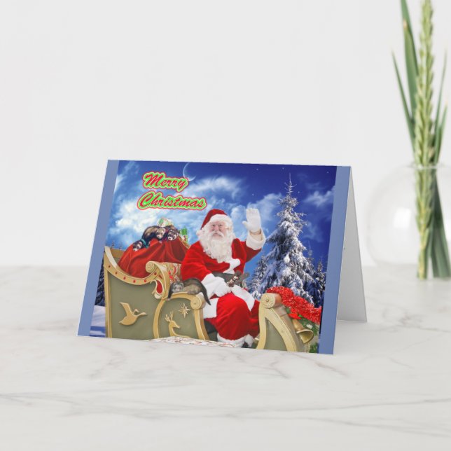 Festiva Santa Claus y su tarjeta de Navidades de los ferri (Anverso)