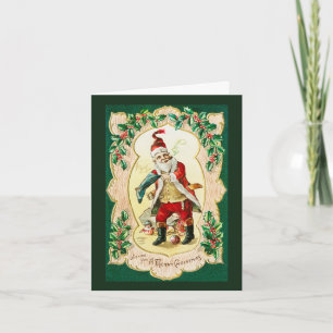 Festiva Santa claus y tarjeta de vacaciones de arte vintag