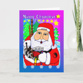 Festiva Santa con la tarjeta de felicitación de los