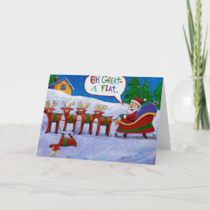 Festiva Santa con tarjeta de reno
