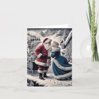 Festiva Santa despidiéndose de la Sra. Claus - Tarjeta en 