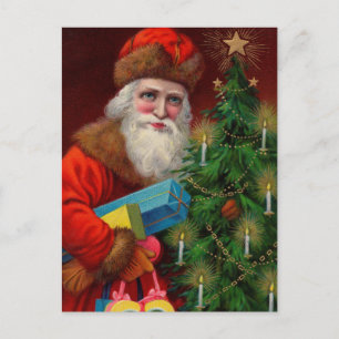 Festiva Santa en la postal roja
