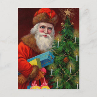 Festiva Santa en la postal roja