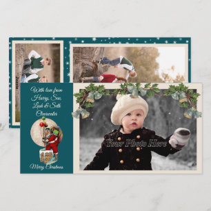Festiva Santa en la tarjeta fotográfica de los Navidades d