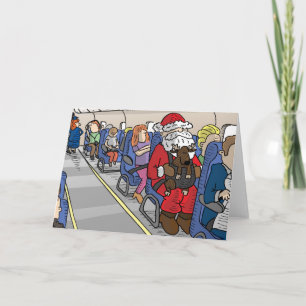 Festiva Santa en tarjeta de felicitación del aeroplano