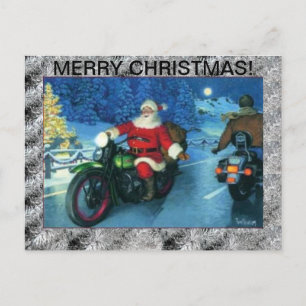 Festiva Santa en una postal de la motocicleta