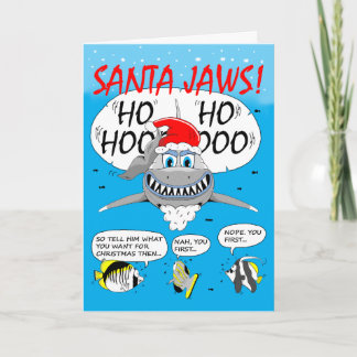 Festiva ¡SANTA JAWS! Tarjeta de saludo de los navidades. D