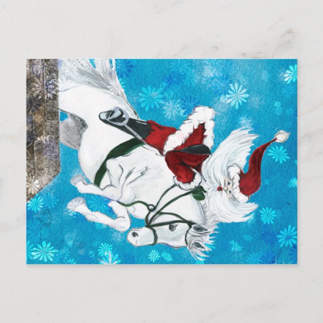 Festiva Santa monta un caballo - postal (Anverso)