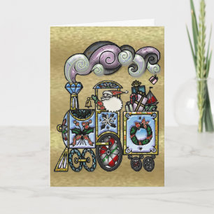 Festiva Santa pasado de moda en su tarjeta de felicitación