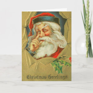Festiva Santa sabe, una vintage tarjeta navideña