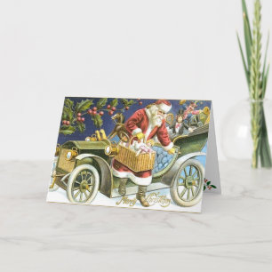 Festiva Santa y su tarjeta de Navidades de auto
