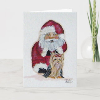 Festiva Santa y su tarjeta de Navidades yorkie