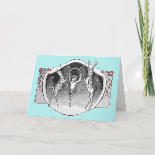 Festiva Satyr de 1920 con tarjeta de felicitación de navid (Anverso)