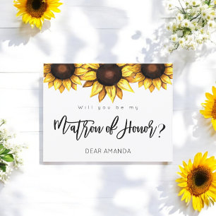 Festiva Sé mi atrón de honor, postal de girasol amarillo