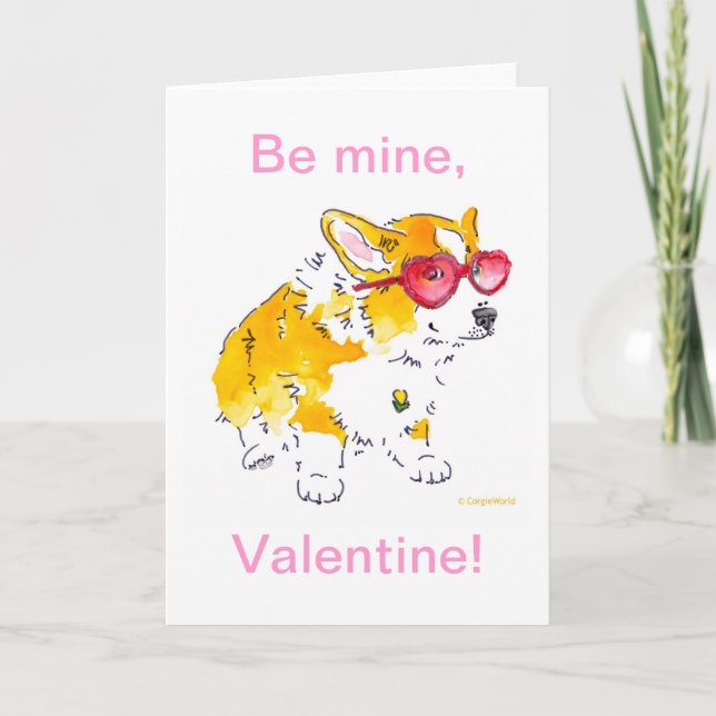 Festiva ¡Sé mío, Valentine! Tarjeta Corgi (Anverso)