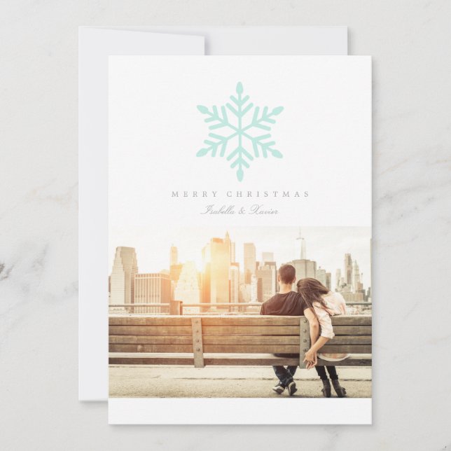 Festiva Sencillo Snowflake En La Moneda | Tarjeta fotográf (Anverso)