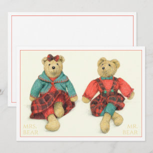 Festiva SEÑOR Y SEÑORA OSO Tarjeta plana 5.5x7.5