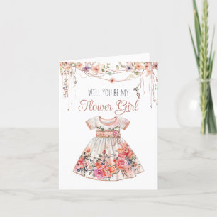 Festiva ¿Serás mi tarjeta de chica Flower Girl Watercolor?