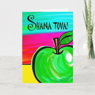 Festiva ¡Shana Tova! Tarjeta de Rosh Hashanah, Apple verde
