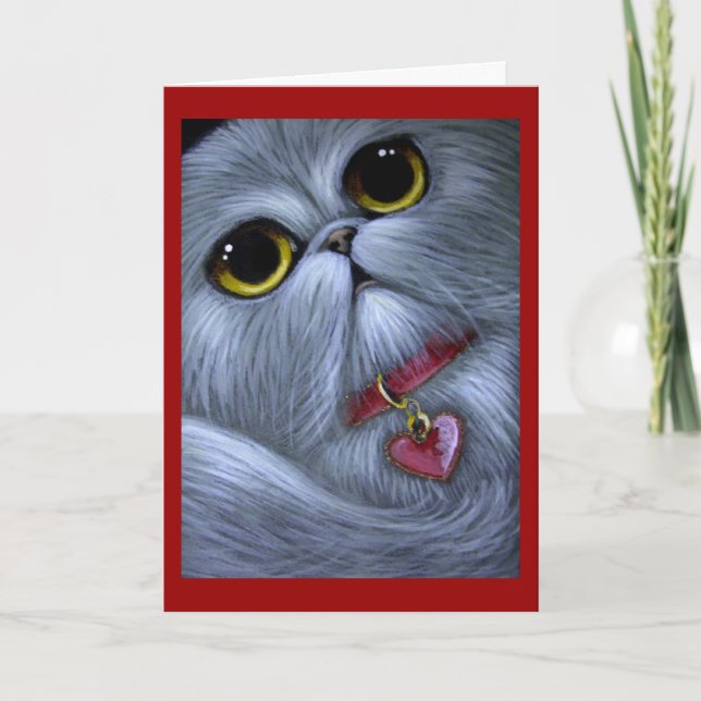 Festiva SILVER PERSIAN CAT - SÉ MI Tarjeta DE VALENTÍA (Anverso)