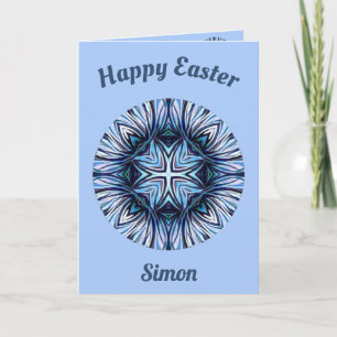 Festiva SIMON ~ Tarjeta de Pascua ~ Sombras de azul y blan