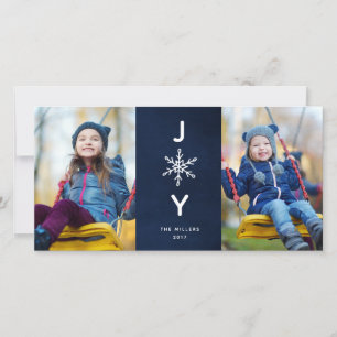 Festiva Simple Snowflake Joy Holiday 2 Tarjeta fotográfica
