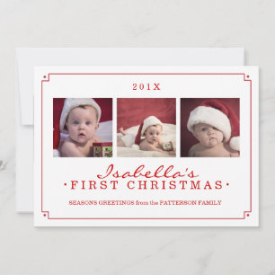 Festiva Simplicidad en la primera tarjeta de fotos navideñ