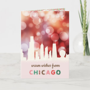 Festiva Skyline de Chicago Mejor deseos tarjeta de vacacio
