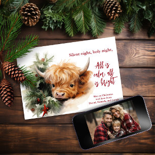Festiva Sleepy Highland Cow Flat Tarjeta fotográfica de Na