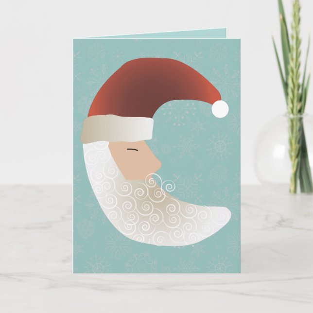 Festiva Sleepy Santa Half Moon Navidades Tarjeta de Saludo (Anverso)