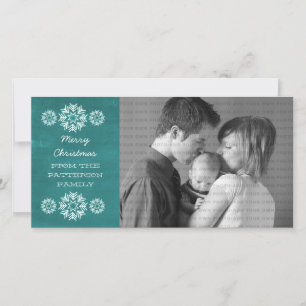 Festiva Snowflakes Chalkboard Tarjeta fotográfica, Verde a