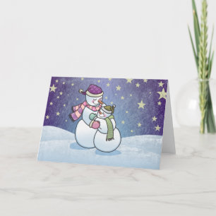 Festiva Snowman abraza la tarjeta de felicitación navideña
